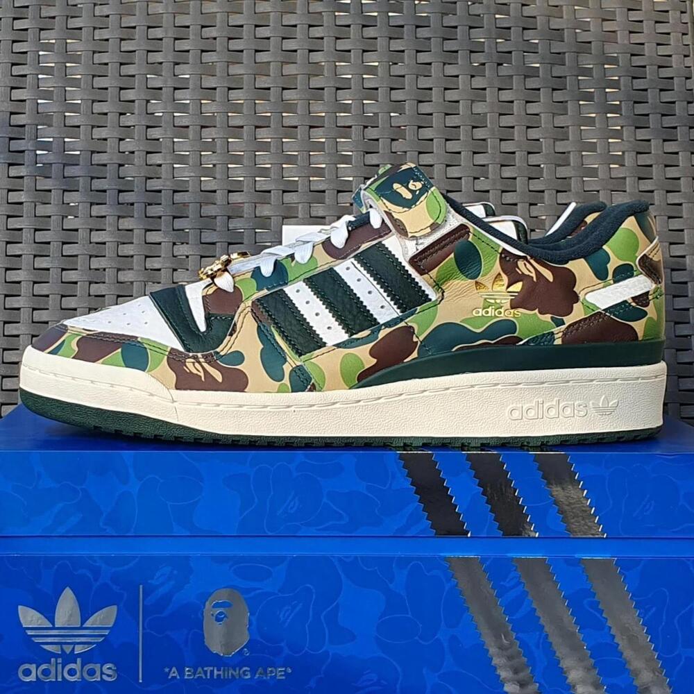 Mens Adidas Forum 84 Low 'Bape 30th Anniv Green Camo' US11.5